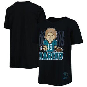 Mitchell & Ness Dan Marino Black Miami Dolphins Caricature Graphic Tee NWT Lg